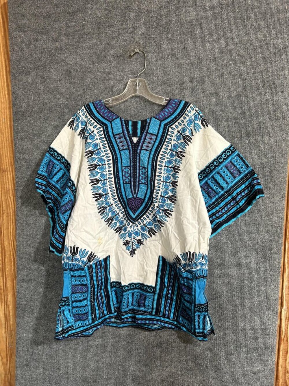 PR Shirt Mens Large Multicolor African Dashiki V-Neck Boho Tunic Lightweight